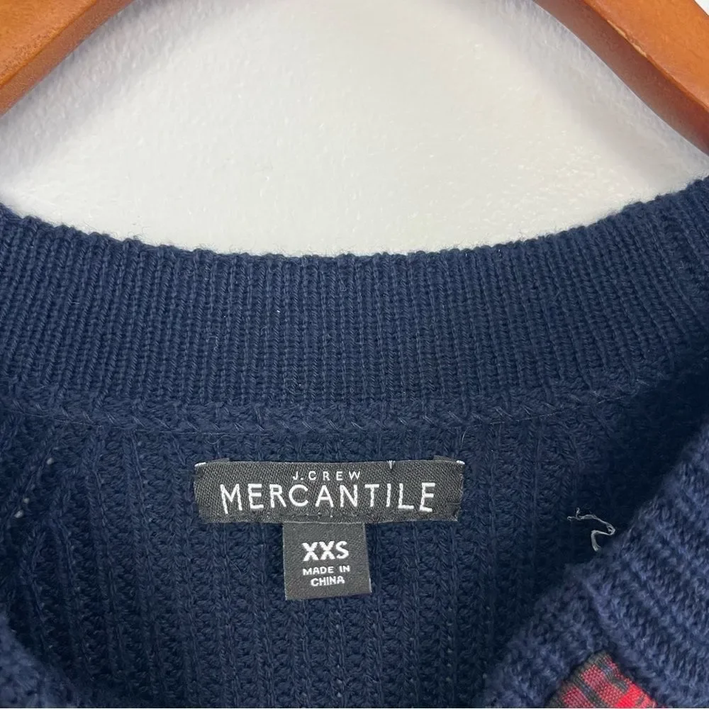 J.Crew Mercantile Navy Bow Sweater XXS Preppy Classic Merino Blend